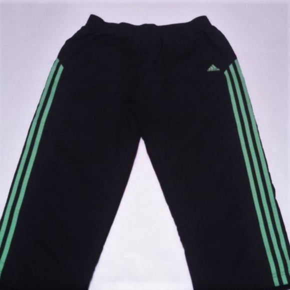 adidas Pants - ADIDAS black w/ mint striped cropped SWEATPANTS S